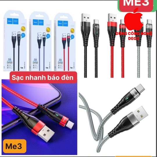 CÁP IPHONE HOCO CHÍNH HÃNG  SẠC NHANH 3A ME3 (ĐÈN )