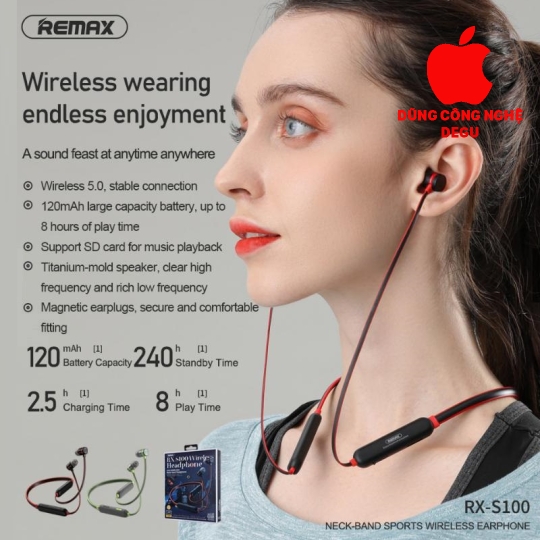TAI NGHE BLUETOOTH DÂY VÒNG CỔ REMAX S100(CHÍNH HÃNG)